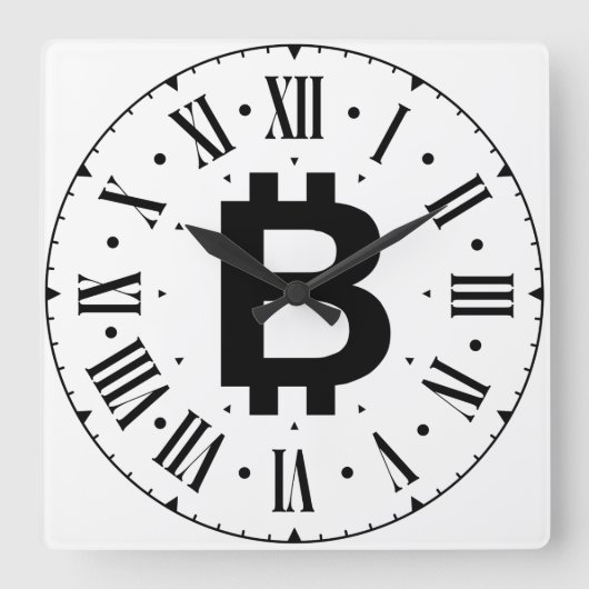 Bitcoin B Bold Roman Numeral Wall klok (Voorkant)
