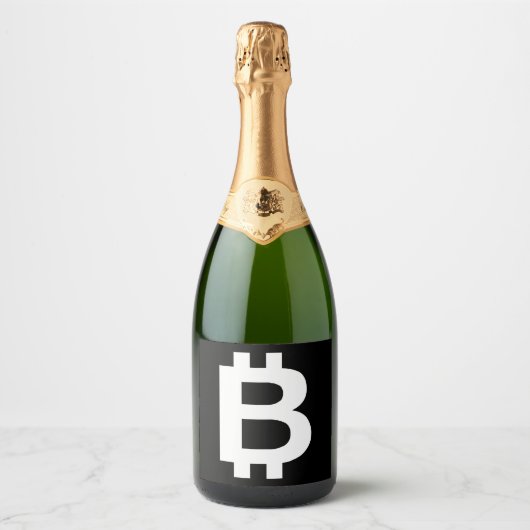 Bitcoin B Cool Mousserende Wijn Label Sparkling Wijnetiket (Voorkant)