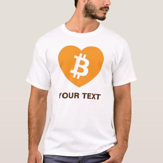 Bitcoin B in Oranje hart T-shirt (Voorkant)