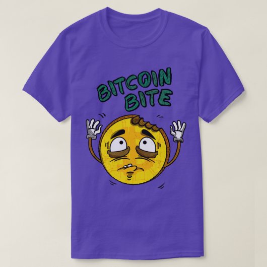 Bitcoin Bite Cryptocurrency Retrotoon Coin T-shirt (Design voorkant)