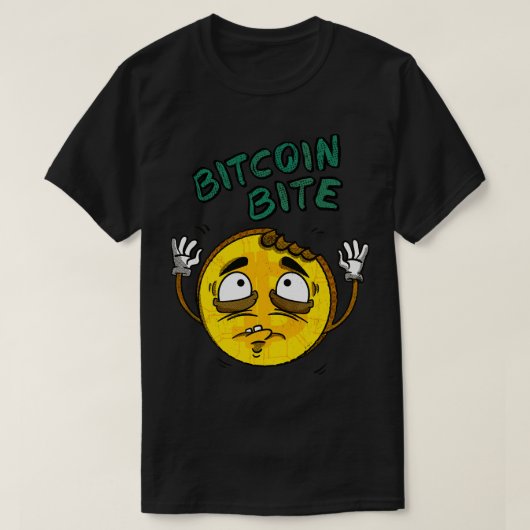 Bitcoin Bite Cryptocurrency Retrotoon Coin T-shirt (Design voorkant)