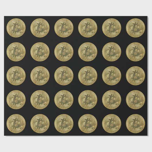 Bitcoin Black Wrapping Paper Cadeaupapier (Vlak)