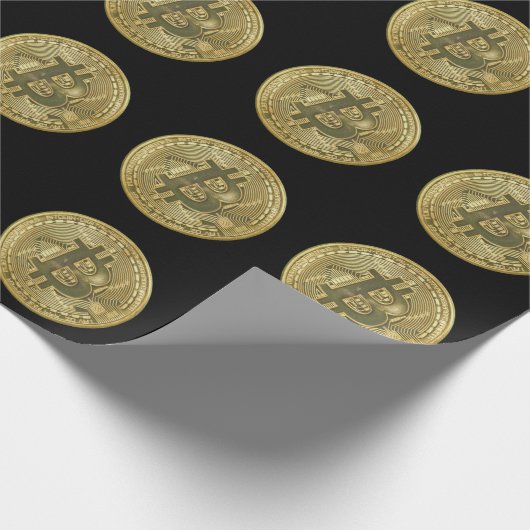 Bitcoin Black Wrapping Paper Cadeaupapier (Hoek)