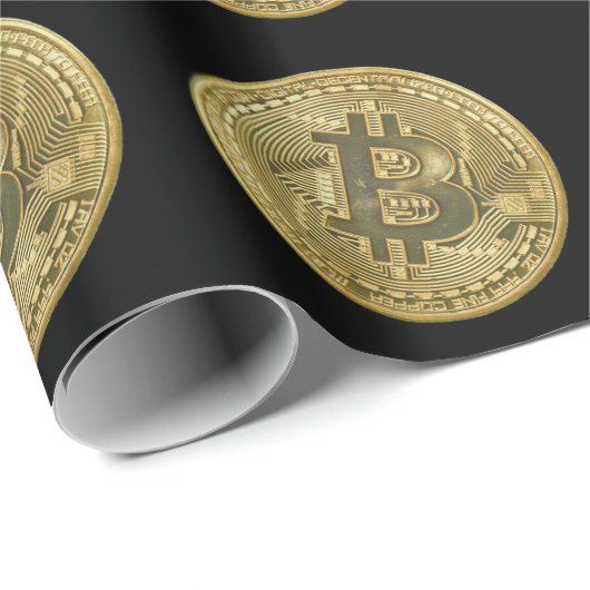 Bitcoin Black Wrapping Paper Cadeaupapier (Rol Hoek)