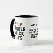 Bitcoin BLIJF NEDERIG STACK SATS Christelijke Cryp Mok (Voorkant links)