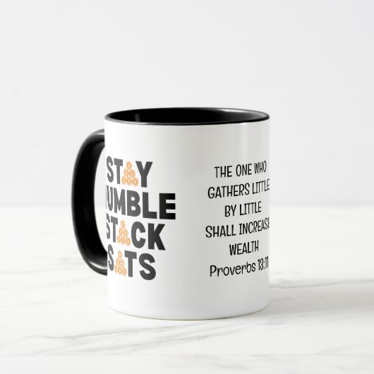 Bitcoin BLIJF NEDERIG STACK SATS Crypto Investor Mok (Voorkant links)