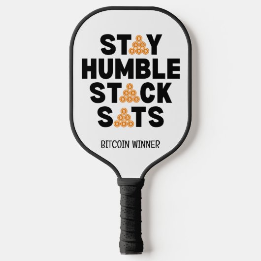 Bitcoin BLIJF NEDERIG STACK SATS Crypto Pickleball Paddle (Voorkant)