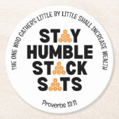 Bitcoin BLIJF NEDERIG STACK SATS Crypto Ronde Kartonnen Onderzetter (Voorkant)