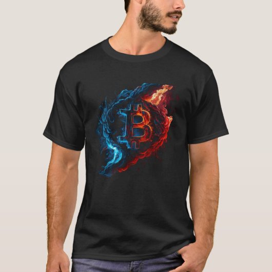 Bitcoin Blue Flames BTC Coin Crypto  Crypto T-shirt (Voorkant)