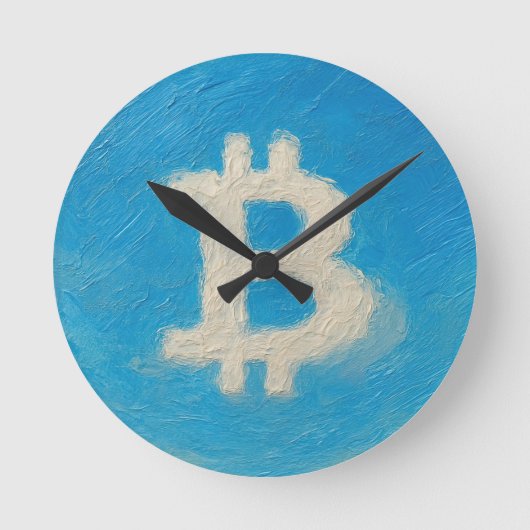 Bitcoin Blue Sky (Oil, Style: 1) Ronde Klok (Voorkant)