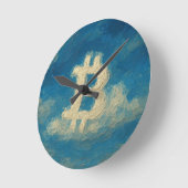 Bitcoin Blue Sky (Oil, Style: 3) Ronde Klok (Hoek)