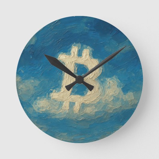 Bitcoin Blue Sky (Oil, Style: 3) Ronde Klok (Voorkant)