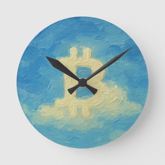 Bitcoin Blue Sky (Oil, Style: 4) Ronde Klok (Voorkant)