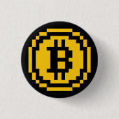 Bitcoin BTC 8-Bit Logo | Knop Ronde Button 3,2 Cm (Voorkant)