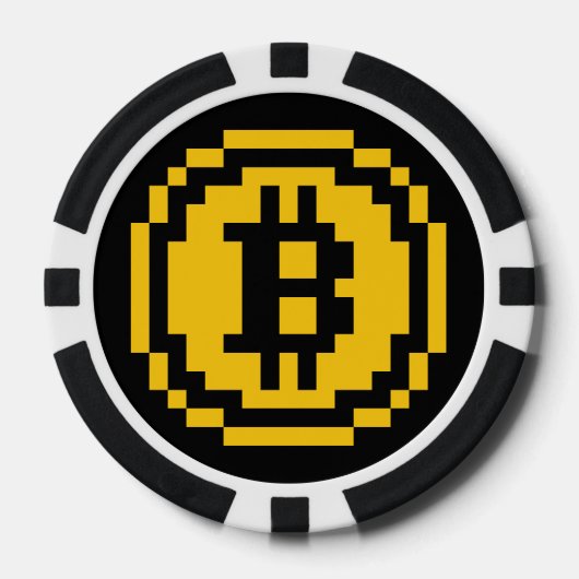 Bitcoin BTC 8-Bit Logo | Pokerfiches Poker Chips (Voorkant)
