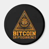 Bitcoin BTC All Seing Eye Crypto Illuminati Gift Magneet (Voorkant)