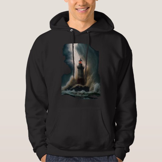 Bitcoin BTC Lighthouse Nautical Hard Money Ocean L Hoodie (Voorkant)
