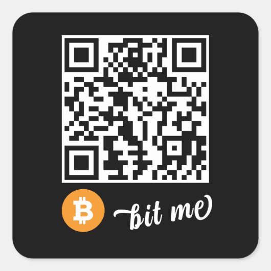 Bitcoin (BTC) Wallet QR Code Sticker - Vierkant (Voorkant)