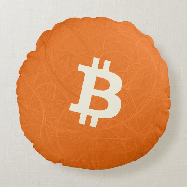 Bitcoin Classic Oranje (Neuron) Rond Kussen (Voorkant)