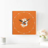Bitcoin Classic Oranje (Neuron) Vierkante Klok (Huis)