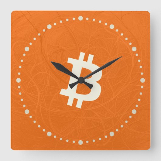 Bitcoin Classic Oranje (Neuron) Vierkante Klok (Voorkant)