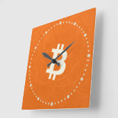 Bitcoin Classic Oranje (Neuron) Vierkante Klok (Hoek)