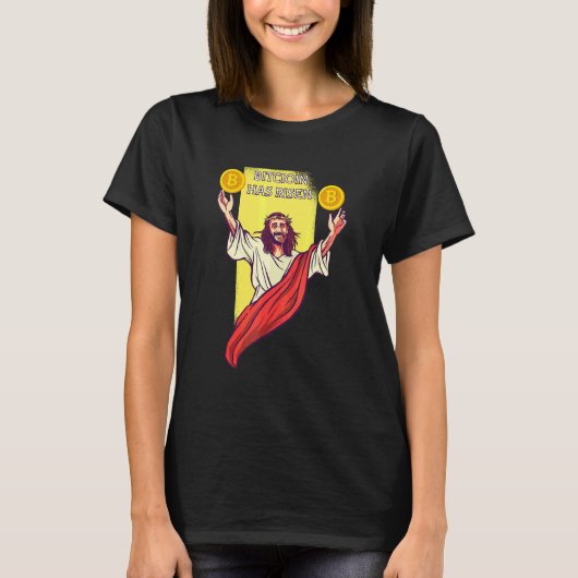 Bitcoin Crypto Is Gestegen   Cryptocurrency Jezus T-shirt (Voorkant)