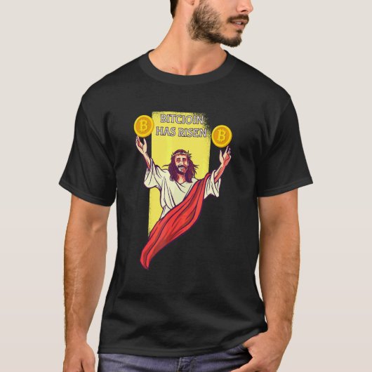 Bitcoin Crypto Is Gestegen Cryptocurrency Jezus T-shirt (Voorkant)