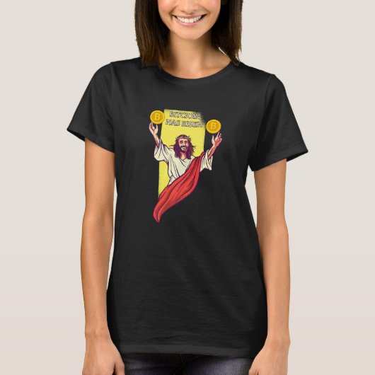 Bitcoin Crypto Is Gestegen Cryptovaluta Jezus T-shirt (Voorkant)