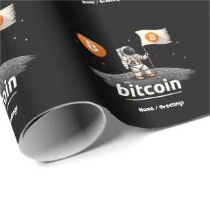 Bitcoin Crypto Moon Astronaut Ontwerp BTC Cadeaupapier