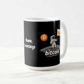 Bitcoin Crypto Moon Astronaut Ontwerp BTC Koffiemok (Voorkant rechts)
