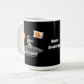 Bitcoin Crypto Moon Astronaut Ontwerp BTC Koffiemok (Voorkant links)
