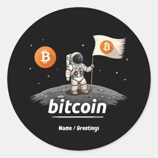 Bitcoin Crypto Moon Astronaut Ontwerp BTC Ronde Sticker (Voorkant)