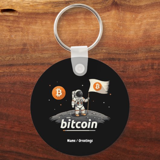 Bitcoin Crypto Moon Astronaut Ontwerp BTC Sleutelhanger (Voorkant)