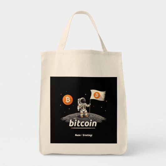 Bitcoin Crypto Moon Astronaut Ontwerp BTC Tote Bag (Voorkant)
