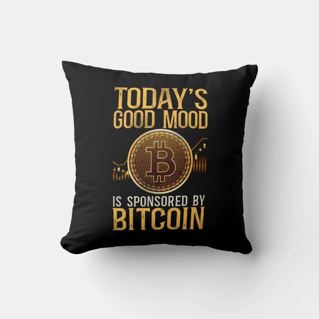 Bitcoin Crypto Todays Good Mood wordt gesponsord d Kussen (Voorkant)