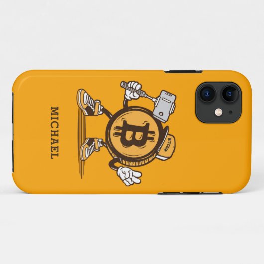 Bitcoin Cryptocurrency Grappige Cartoon Gepersonal Case-Mate iPhone Case (Achterkant (horizontaal))
