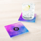 Bitcoin Crystal Glazen Onderzetter (Schuin)