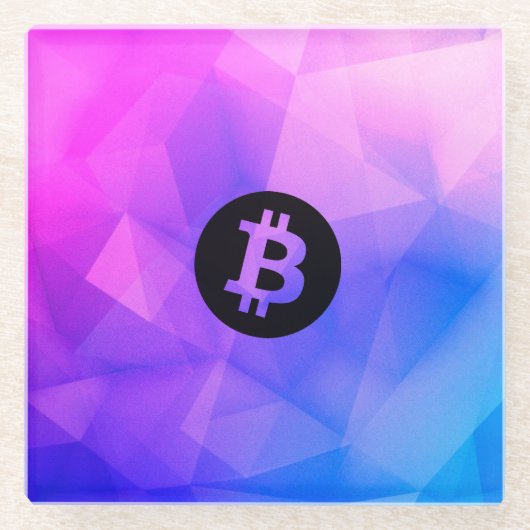 Bitcoin Crystal Glazen Onderzetter (Voorkant)