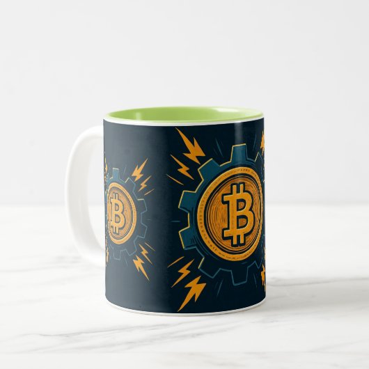 Bitcoin Cup - Modern Crypto-enthousiastelingsgesch Tweekleurige Koffiemok (Voorkant links)