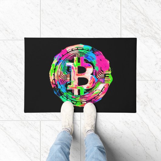 "Bitcoin Cypherpunk" Olie Schilderij Deurmat (Binnen)