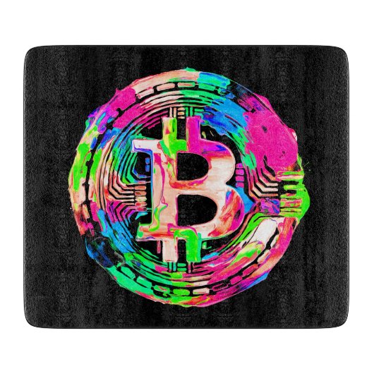 "Bitcoin Cypherpunk" Olie Schilderij Snijplank (Voorkant)