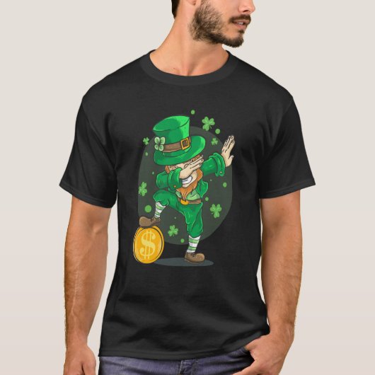 BITCOIN DABBING LEPRECHAUN BITCOIN ST PATRICK'S DA T-SHIRT (Voorkant)