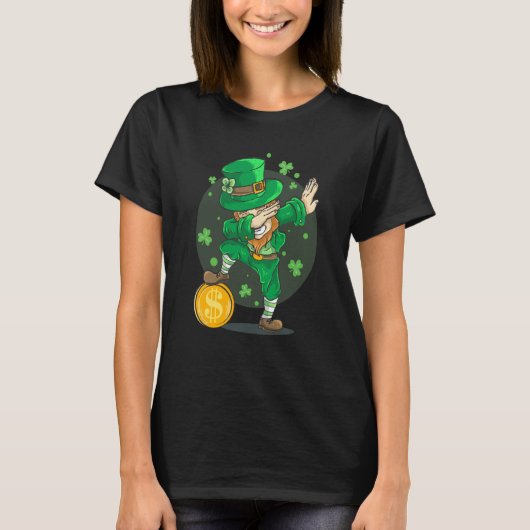 BITCOIN DABBING LEPRECHAUN BITCOIN ST PATRICK'S DA T-SHIRT (Voorkant)