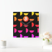 Bitcoin Designer Vierkante Klok (Huis)