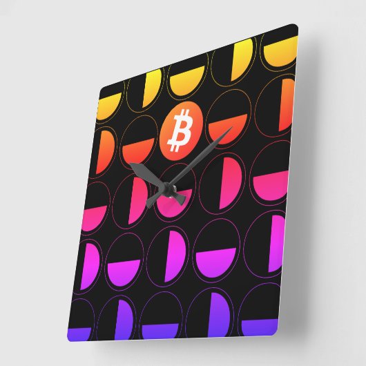 Bitcoin Designer Vierkante Klok (Hoek)