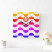 Bitcoin Designer Vierkante Klok (Huis)
