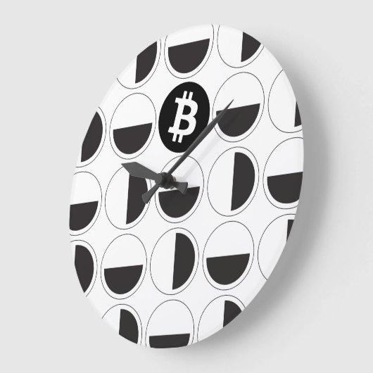Bitcoin Designer Zwart-wit Grote Klok (Hoek)