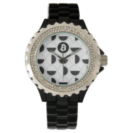 Bitcoin Designer Zwart-wit Horloge