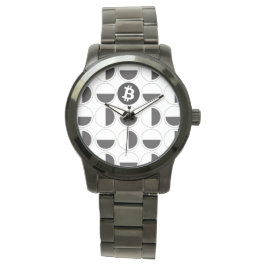 Bitcoin Designer Zwart-wit Horloge